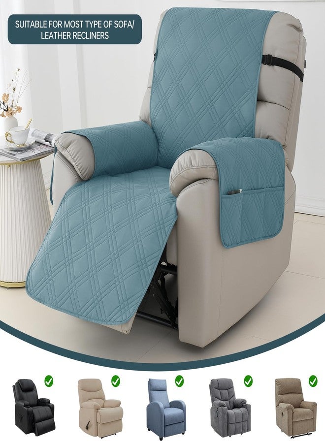 Deisy Dee Waterproof Recliner Chair Covers with Storage Pocket - Extend Sofa Life, Comfortable & Washable, Available in 10 Colors (Lake Blue, 24.8 ") - Image 2
